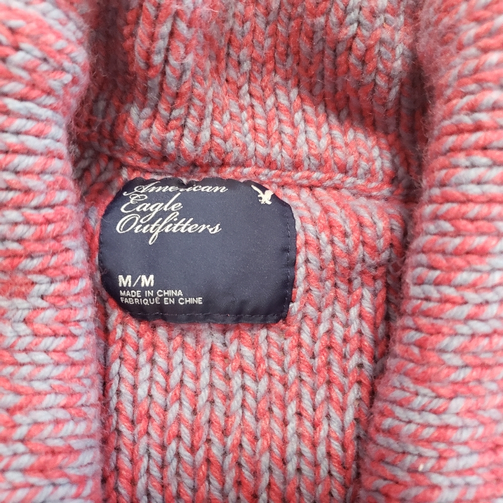 American Eagle Cardigan Medium Purple Pink Retro With Pockets - Picture 3 of 11